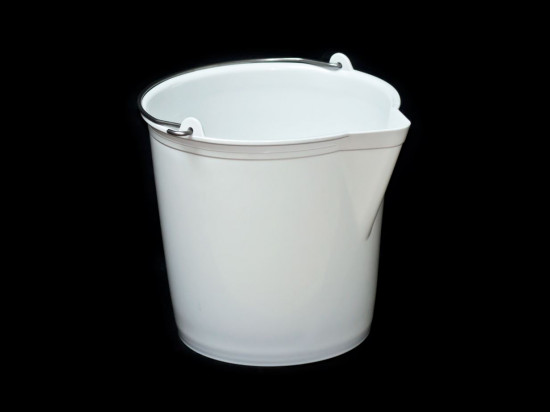 SEAU A BEC 13 LITRES BLANC AVEC ANSE INOX GRADUE - 1ER CHOIX