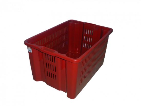 CAISSE GERBABLE EMBOITABLE  65L COTES AJOURES FOND PLEIN COLORIS ROUGE