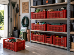 CAISSE DE RÉCOLTE PLASTIQUE GERBABLE AJOURÉE 34 L – BRIQUE