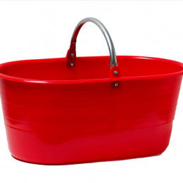 PANIER DE RECOLTE OVALE 25 LITRES ROUGE A ANSE FIXE