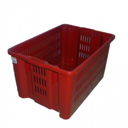 CAISSE GERBABLE EMBOITABLE  65L COTES AJOURES FOND PLEIN COLORIS ROUGE